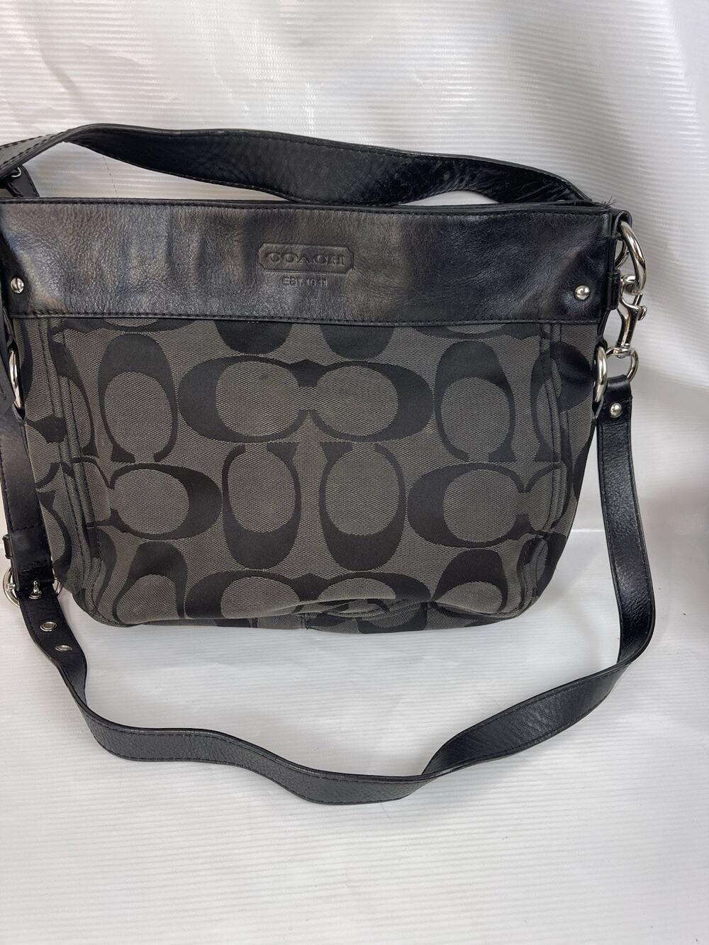 COACH Zoe Signature Hobo Shoulder Bag Canvas Leather Y2K Black Vtg Purse